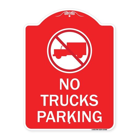 SIGNMISSION No Truck Sign No Truck Parking, Red & White Aluminum Architectural Sign, 18" x 24", RW-1824-23560 A-DES-RW-1824-23560